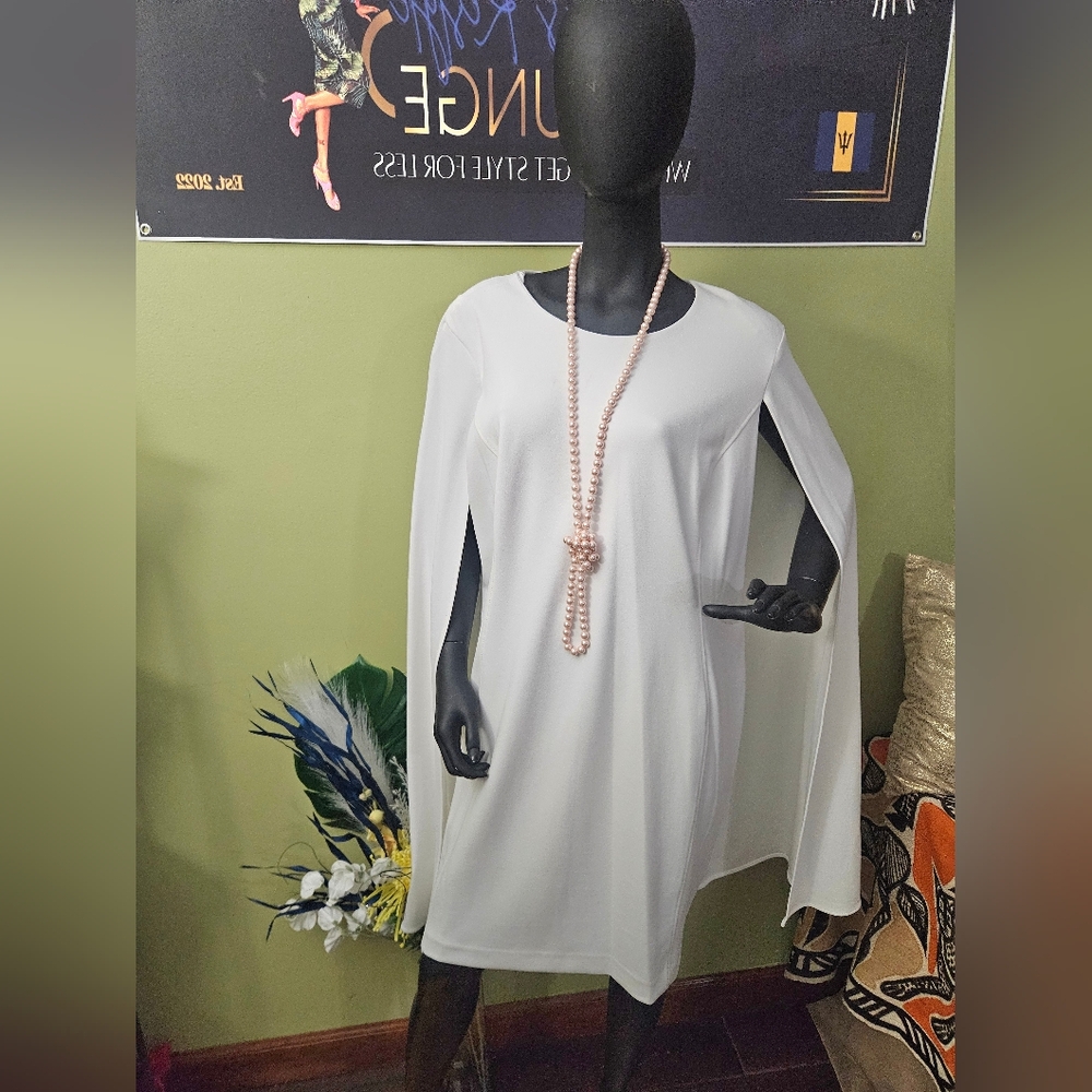 Calvin Klein Cream Cape Dress